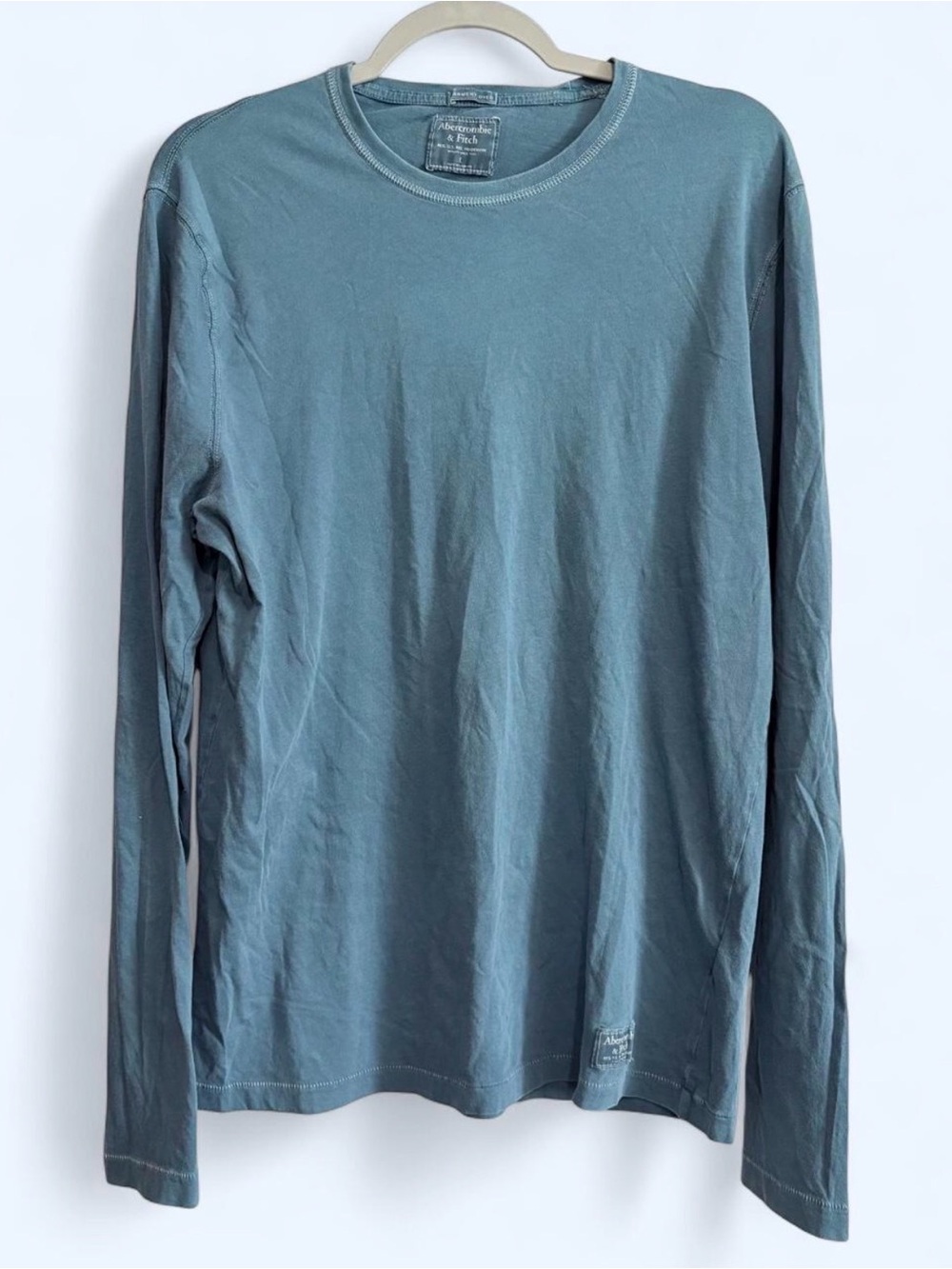 Vintage Abercrombie & Fitch Men's Long-Sleeve Crew Tee - Teal